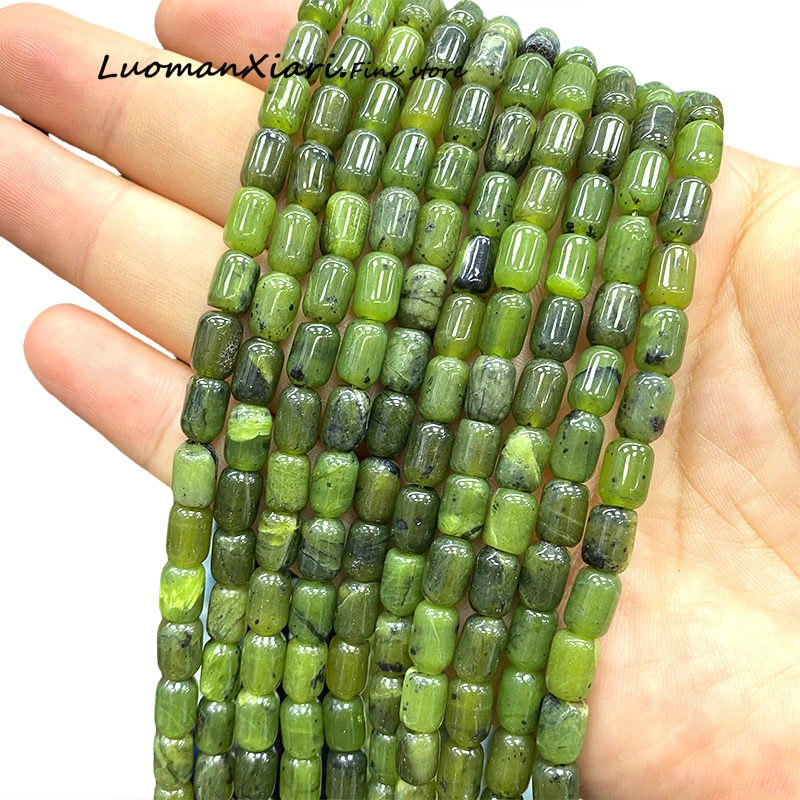 6x9 мм цилиндр канадский зеленый нефрит яшма натуральный камень свободные