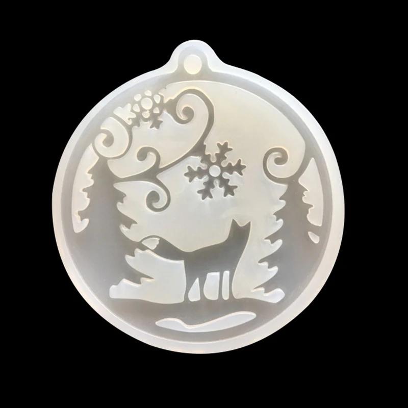 

2022 UV Resin Jewelry Silicone Mold Xmas Tree Snow Round Resin Charms Pendant Mold with Hole For DIY Decorate Making Jewelry