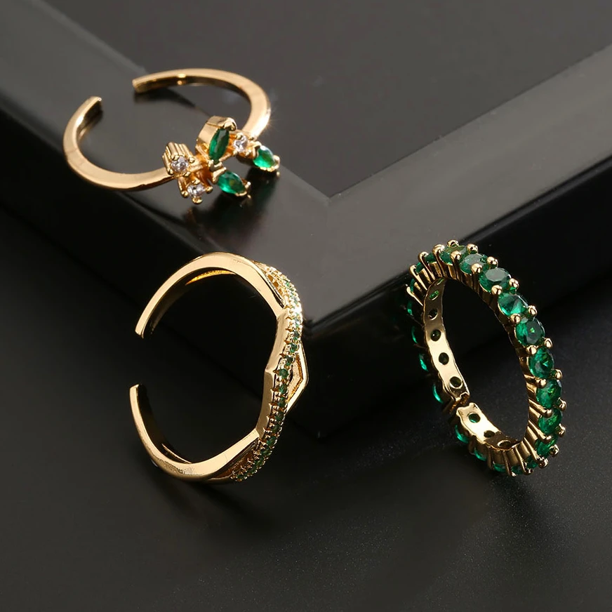 

Exquisite Zircon Flower Geometric Opening Ring for Woman Wedding Engagement