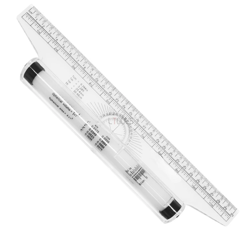 

300mm Metric Rolling Ruler Multi Function Drawing Tool Clear Parallel Ruler Protractor Angles Line Ruler for Woodworking Level