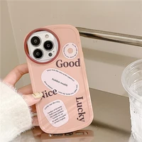aesthetics pink good luck collage round hole camera color silicone phone case for iphone 11 12 13 mini pro xs max x xr