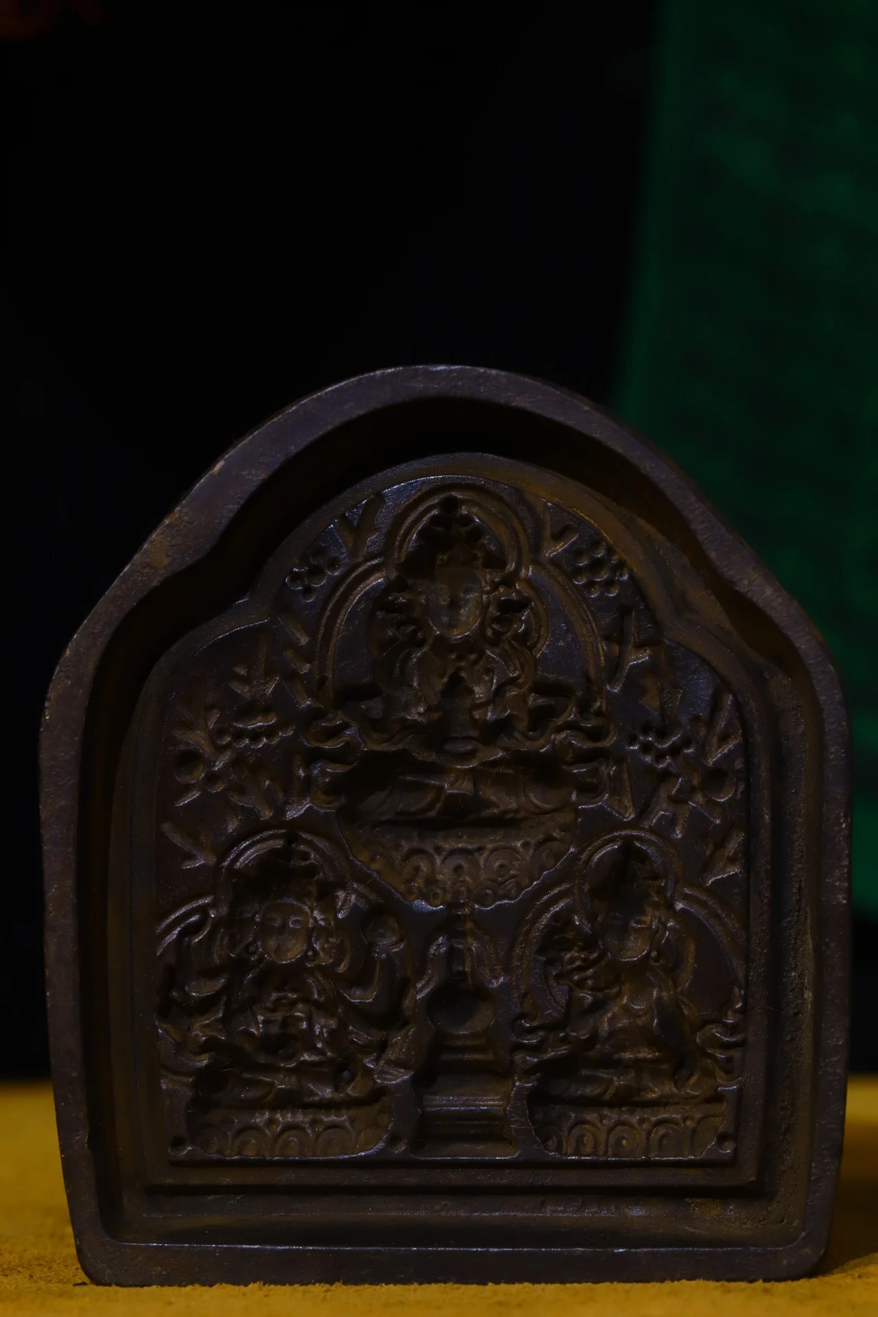 

3" Tibetan Temple Collection Old Bronze Three Tara Buddha statue mold tools for making buddha statues Amulet seal Town house