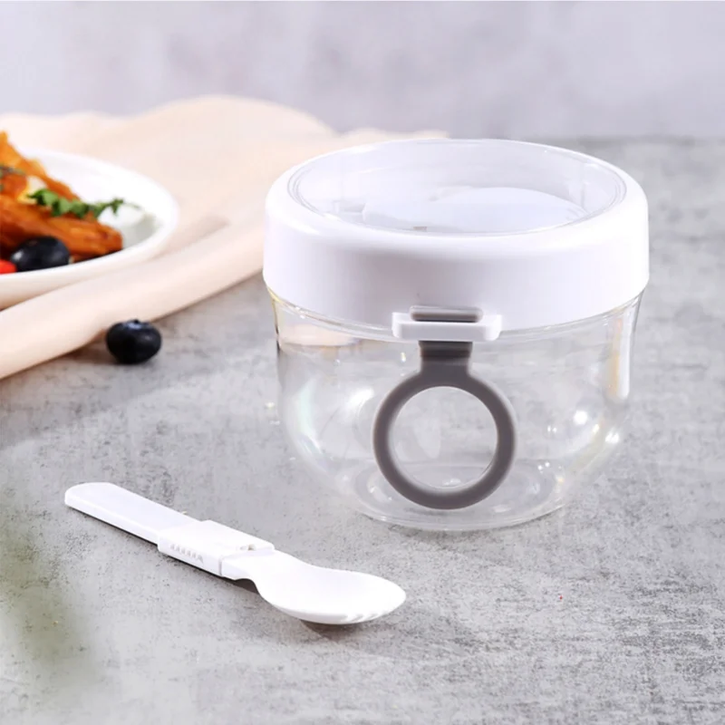 

Portable Breakfast Cups 600ml with Lid Airtight Yogurt Cup Overnight Oats Jar Candy Honey Jar with Spoon Food Storage Containers