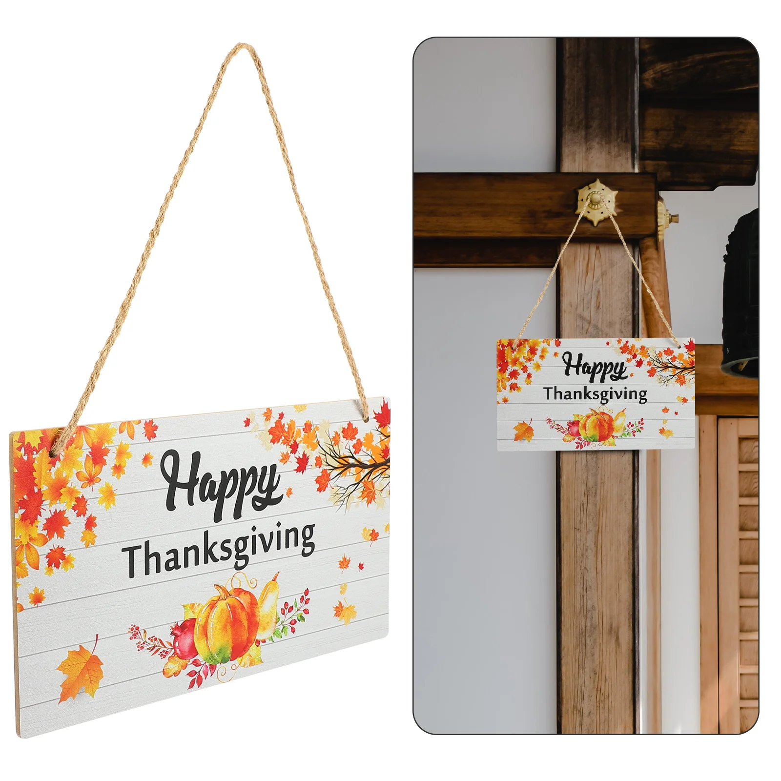 

Thanksgiving Sign Hanging Fall Wooden Plaque Welcome Signs Door Decor Harvest Charm Happy Wood Decoration Party Farmhouse