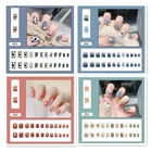 24 шт.компл., накладные ногти с рисунком белого облака, бабочки, полностью закрывают французские ногти с клеем, инструменты для самостоятельного маникюра и дизайна ногтей