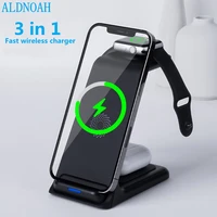3 in 1 induction qi wireless charger fast charging holder for iphone 13 12 11 xs xr x 8 for apple watch 7 6 5 airpods pro iwatch