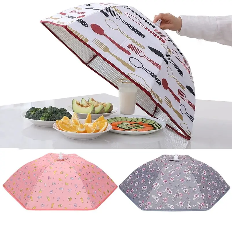 

Foldable Insulated Food Cover Aluminum Foil Table Large Food Insulation Cover Plate Cover Flies Mosquito Dustproof For Kitchen