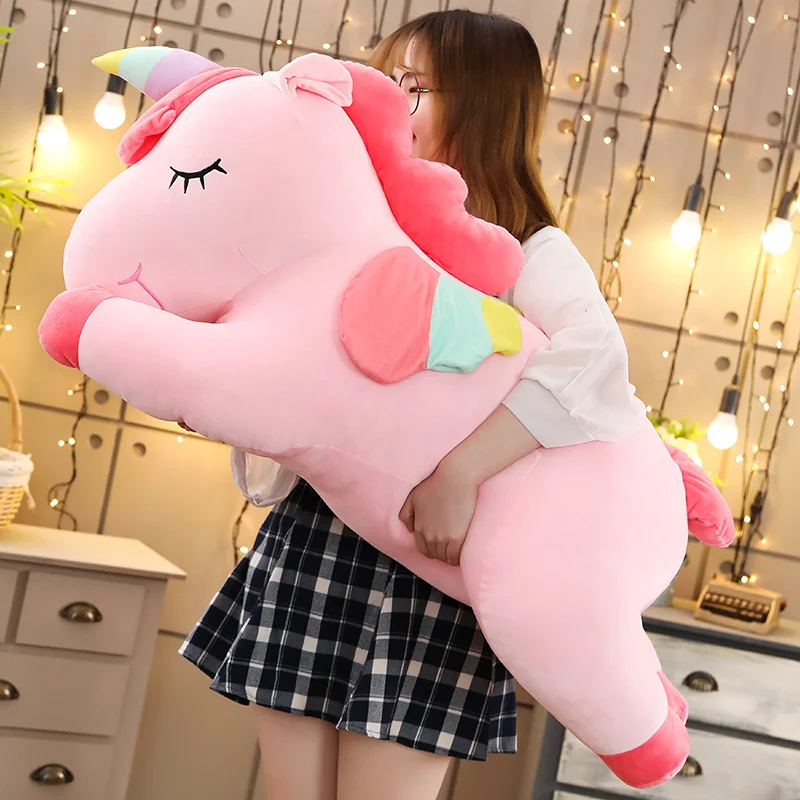 

Gaint Unicorn Plush Toy Soft Stuffed Animal Toy Kawaii Unicorn Toys Bedding Pillow Cushion For Girls Lovely Baby Doll Kids Gift