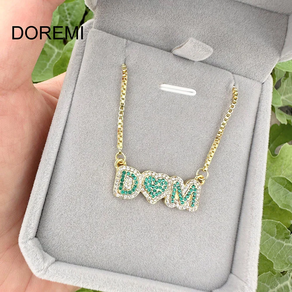 Ожерелье DOREMI с именем на заказ Хрустальный красочный камень персонализированное