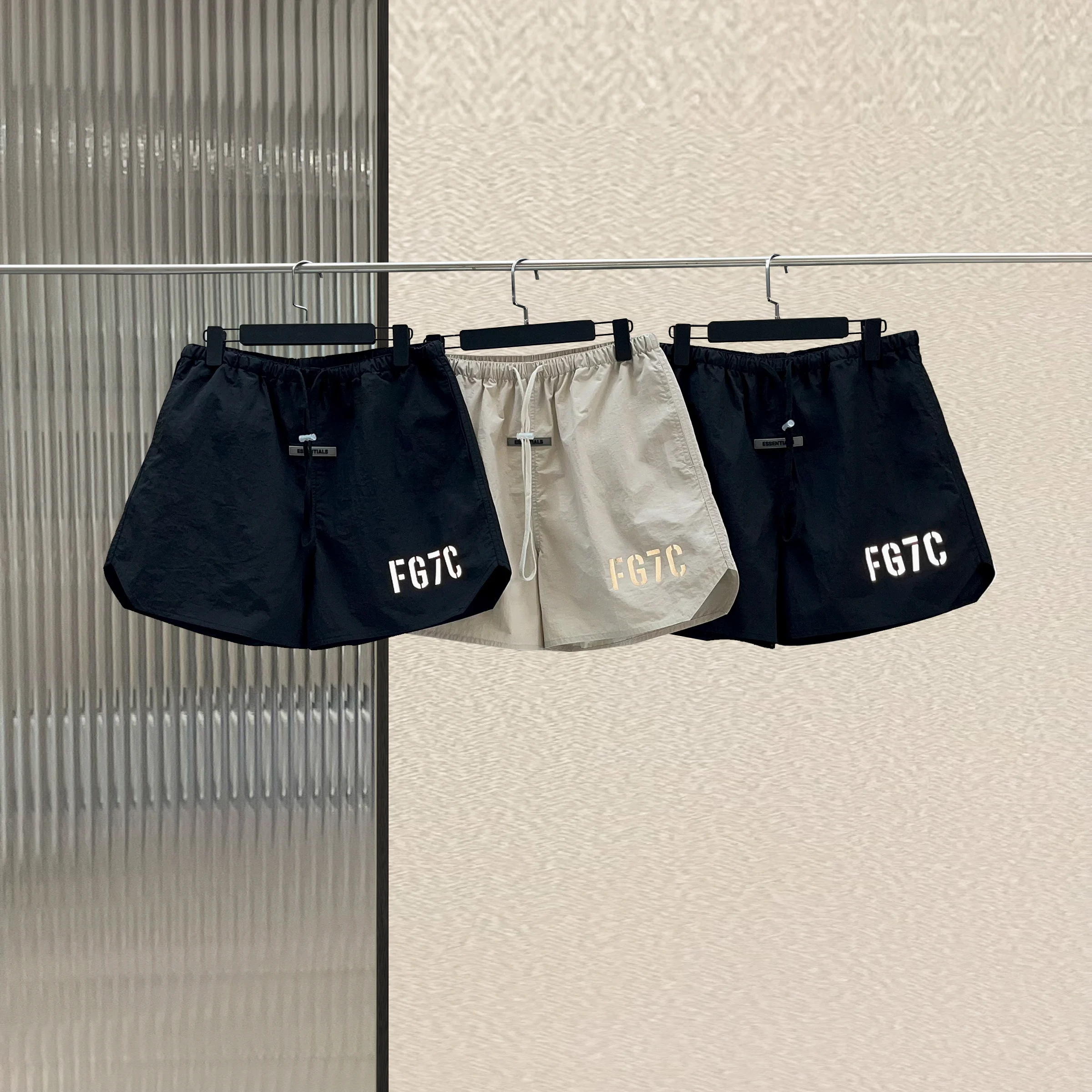 

Шорты пляжные унисекс с отражающим принтом, повседневные быстросохнущие, в стиле хип-хоп, для улицы, летние, FG7C