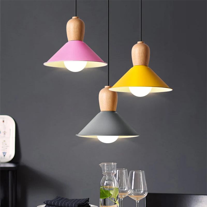

Nordic Pendant Lights Modern Wood Pendant Lamp Bedroom Decor Living Room Decoration Kitchen Island Dining Room Black Light E27
