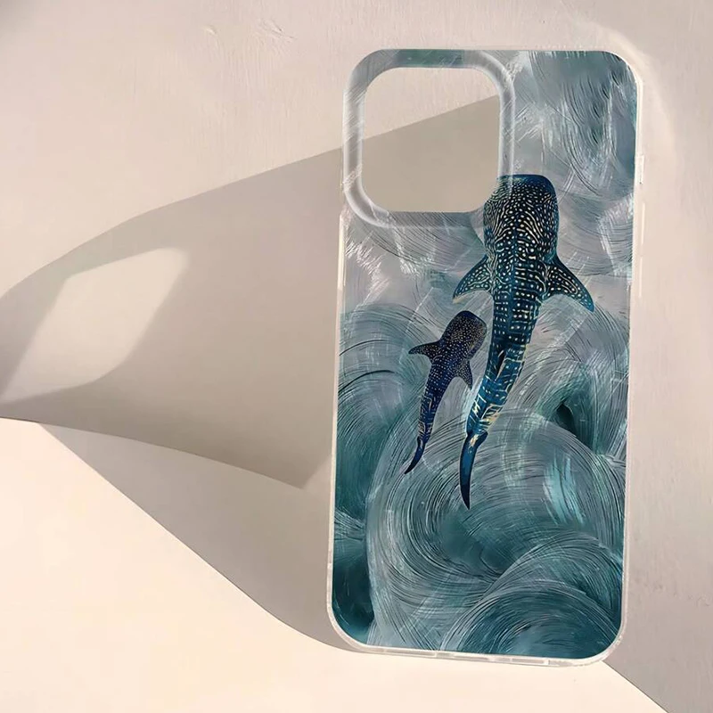 Фото Чехол для телефона с дизайном океанской акулы и кита для Xiaomi Redmi 14C 13C 4G Redmi Note 14 13 12 Pro Plus5G 12S 11 10, противоударный чехол-бампер №2