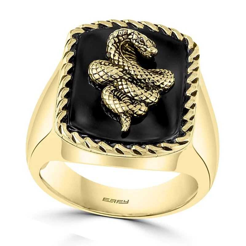 

Trendy Creative Gold Color Engraved Domineering Snake Square Metal Male Ring for Men Party Jewelry Accessories Size 6-13