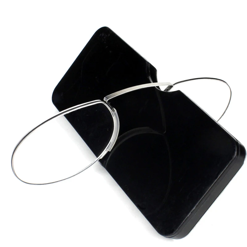 

Plastic Reading Glasses Portable Wallet Reader with Case Nose Clip on Mini Reading Glasses with Case