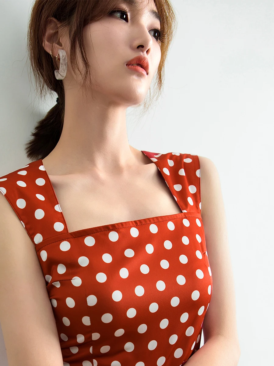 

Women Summer Fashion Casual Large Size 3XS-10XL High Waist Retro Vintage Polka Dot Print Mermaid Fishtail Dress
