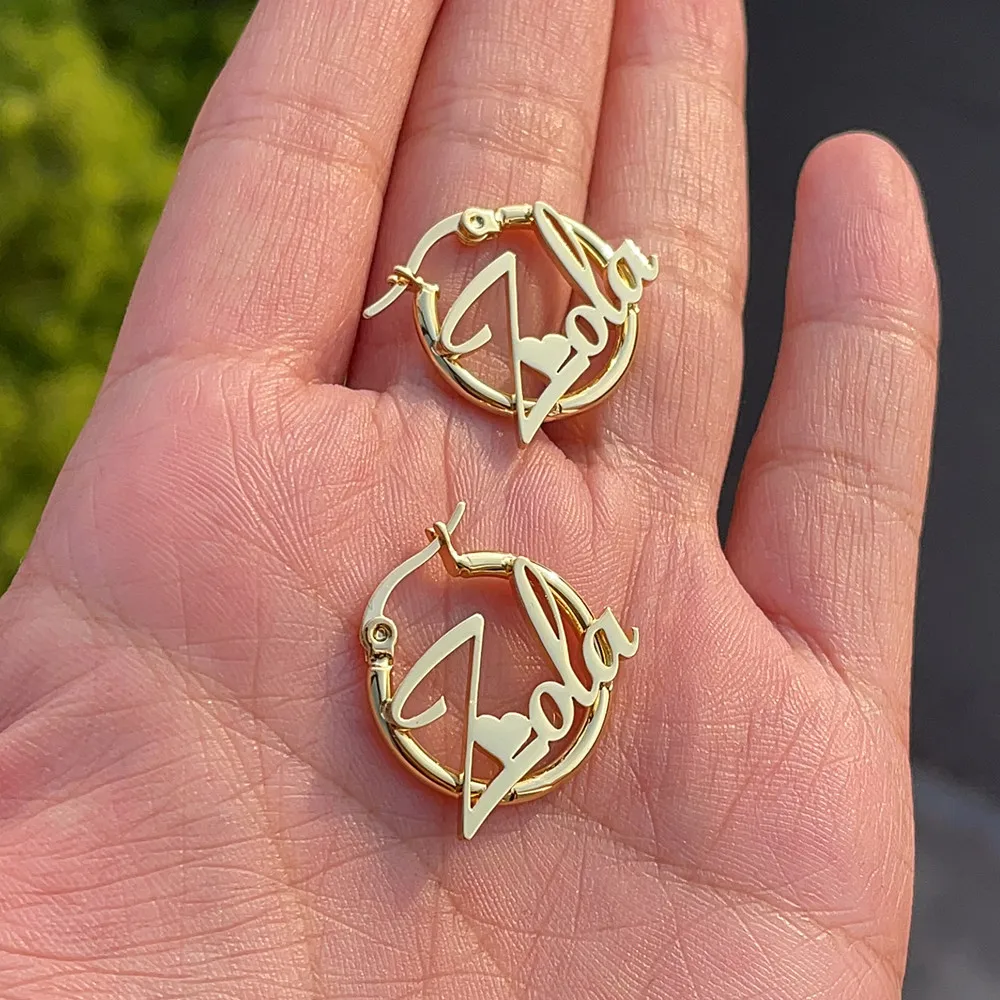 3UMeter Kid Custom Name Hoop Earrings Twist 20mm Cute Personality Letter Small Round Mini Earring Stainless Steel Girl Gift