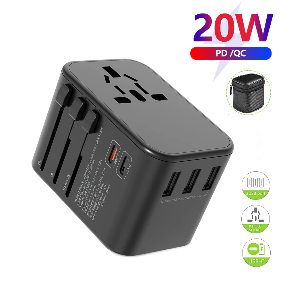 

Rdxone Plug Adaptor travel adapter Universal Power Adapter Charger for US UK EU AU wall Electric Plugs Sockets Converter