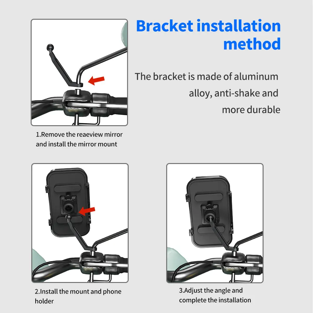 Bike Phone Holder Bag Waterproof Motorcycle Bicycle Phone Mount Case Touch Screen Universal Cell Phone Holder for 7 inch Smartph