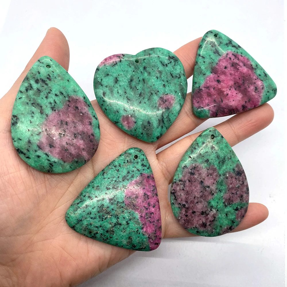 

5pcs Necklace Pendants Natural Stone Onyx Pendants Speckled Green Jewelry Geometric Charm Necklaces Jewelry Making Supplies