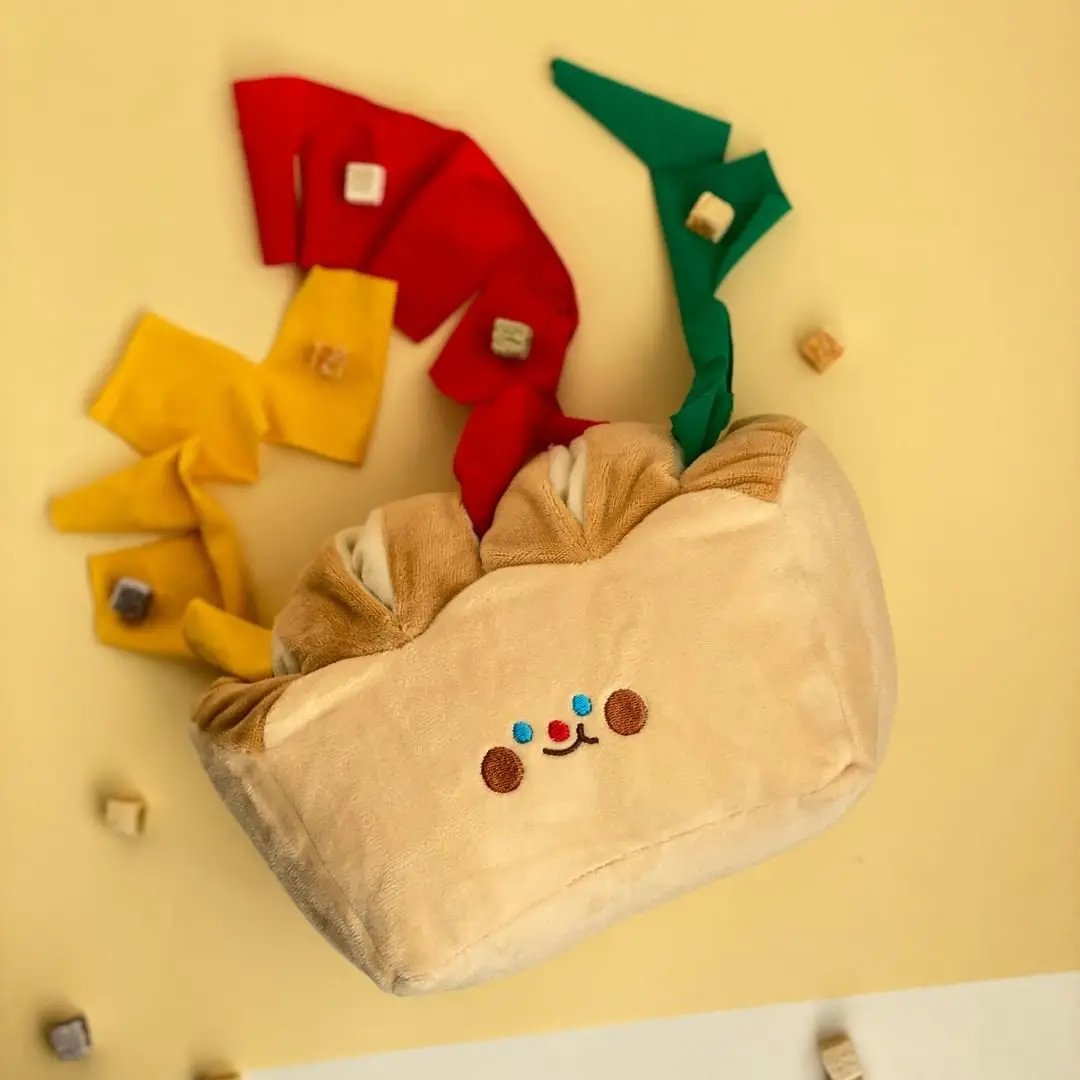 

Funny Ins New Bread Toast Tibetan Food Toy Dog Interactive Plush Toy Puzzle Exercise Sense of Smell Dog Chew Toys Dogs Toys