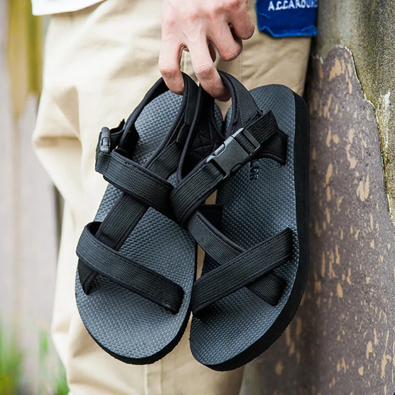 

Roman Shoes Man Summer Personality Walk Show Slippers High Sandals Boys Men's Shoes Hook & Loop Couple Sandals