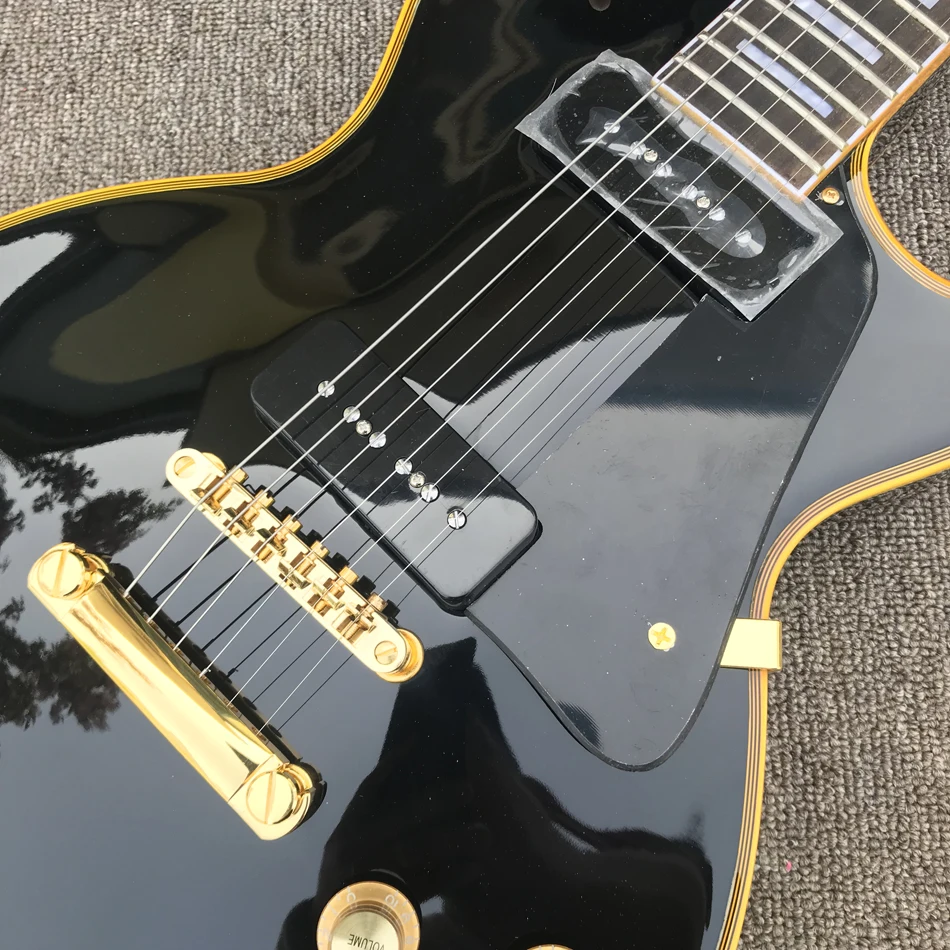 

Custom shop, Made in China, LP Custom High Quality Electric Guitar, P90 pickup,Yeiiow Binding,Gold Hardware,Free Shipping