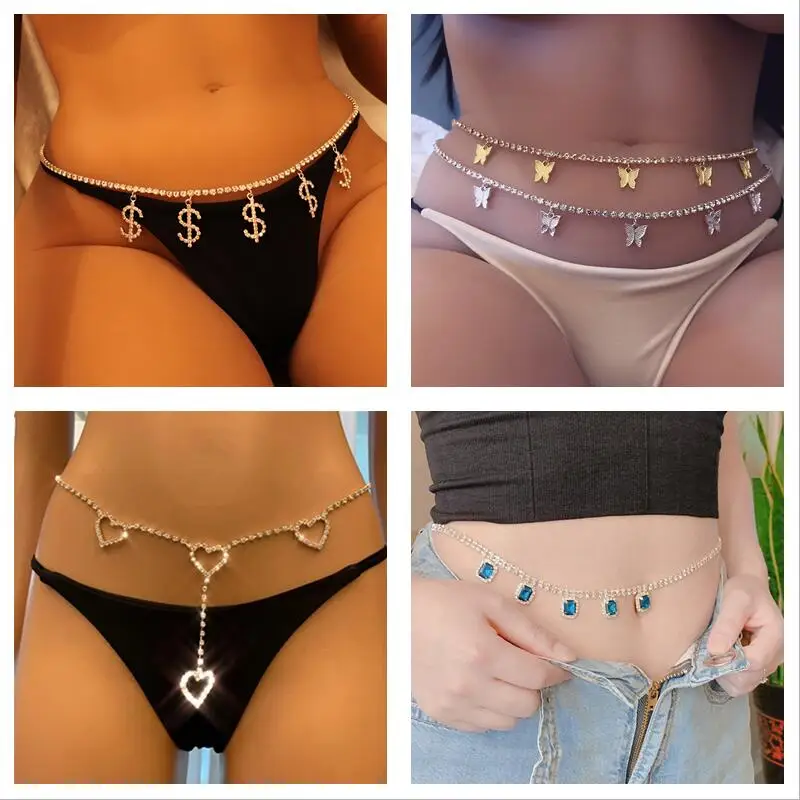 

Женская цепочка на талию, летняя пляжная Цепочка с кристаллами