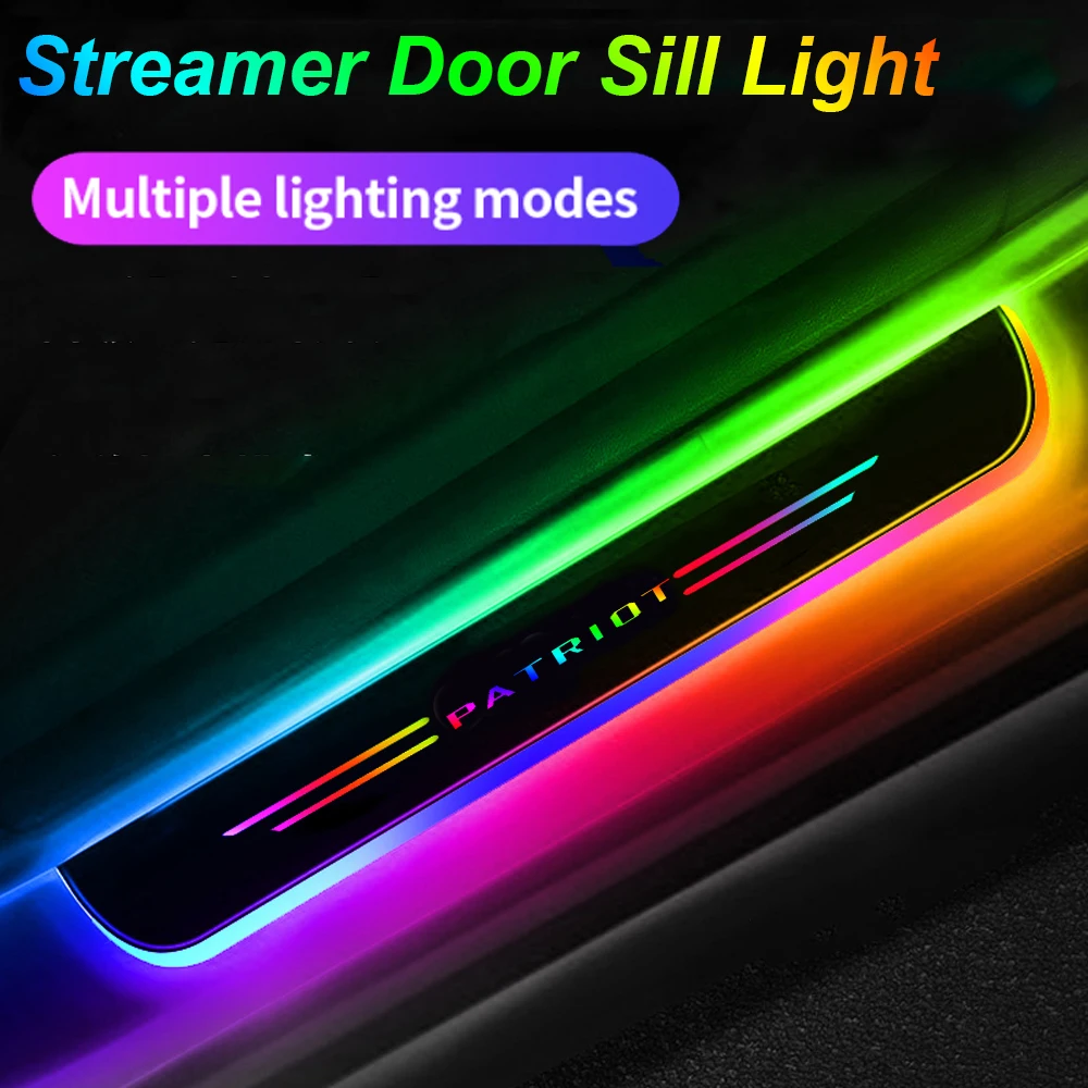 

USB Power Moving LED Welcome Pedal Car Scuff Plate Door Sill Light for JEEP Patriot Logo Renegade Liberty Commander Cherokee