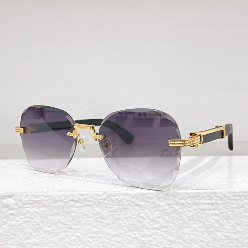 0520S большие круглые солнцезащитные очки неправильной формы с деревянной ручкой