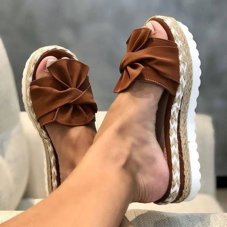 Slippers Women Sandals Platform Sandals Shoes Women Bow 2023 Summer Sandals Slipper Indoor Outdoor Flip-flops Beach Shoes Female