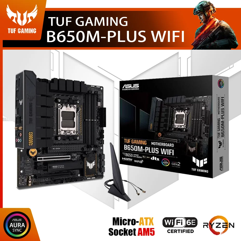 

New ASUS TUF GAMING B650M-PLUS WIFI AM5 Motherboard DDR5 Mainboard Support AMD Ryzen 7000 Series CPU R5 R7 R9 Kit RGB USB