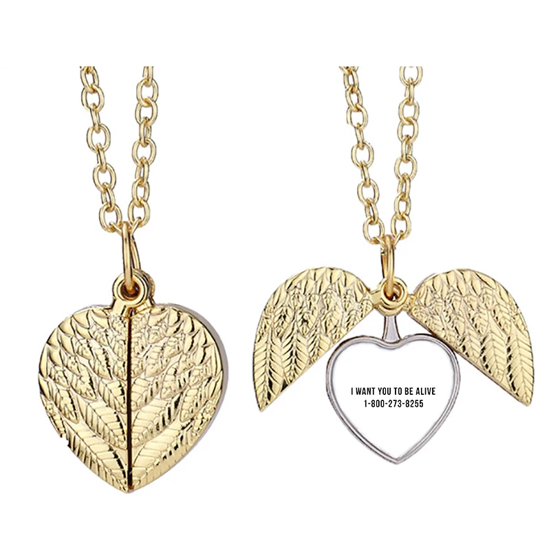 

I Want You To Be Alive Suicide Hotline S Ock Heart Active Angel Wing Necklace Beautiful Pendant Fashion Jewelry