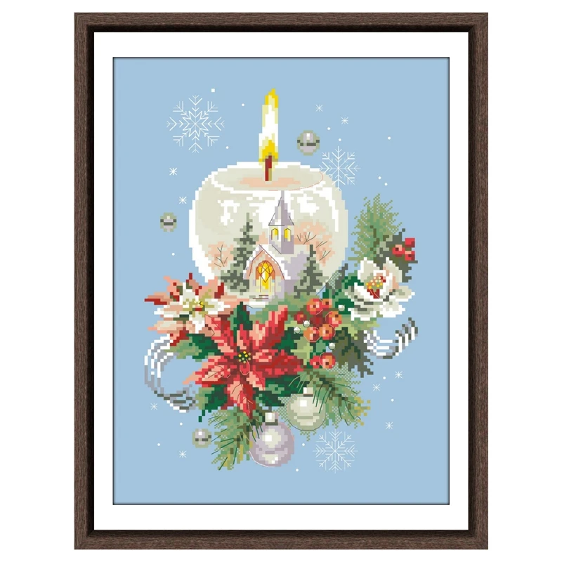 

Рождественские свечи наборы для вышивки крестиком хлопковая шелковая нить 14ct 11ct Небесно-Голубой Холст Вышивка DIY рукоделие домашний декор