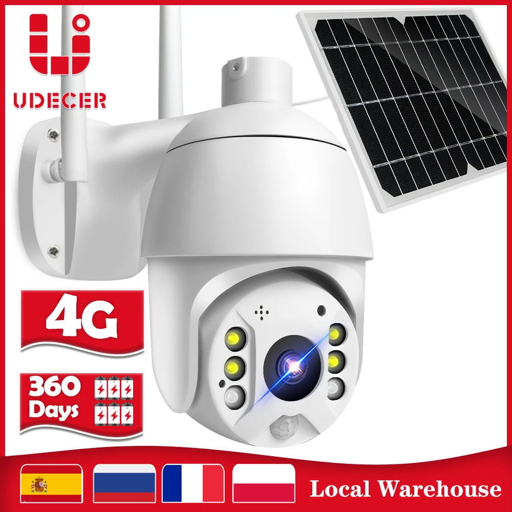 

1080P Solar Panel Camera 4G SIM Card Outdoor IP Camera Wireless Battery Powered PTZ Camera PIR Detection Video Surveillance