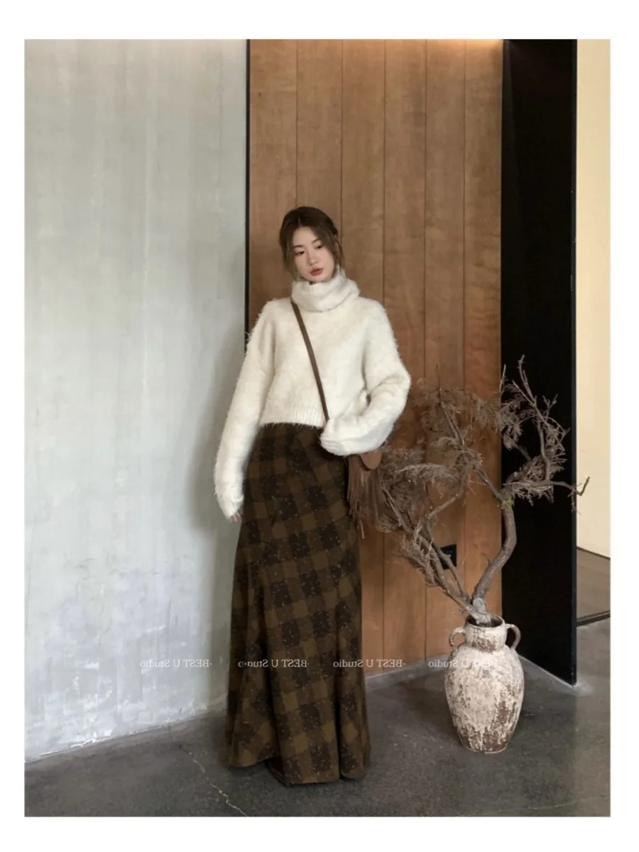 Красная Женская клетчатая юбка А-силуэта в винтажном стиле Y2k асимметричная