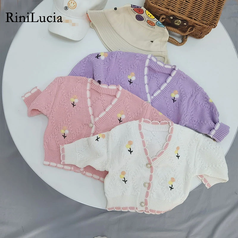 

RiniLucia Fashion Baby Girl Winter Clothes Flower Cardigan for Girl Knitted Sweater Autumn Children Girl Baby Sweater Outerwear