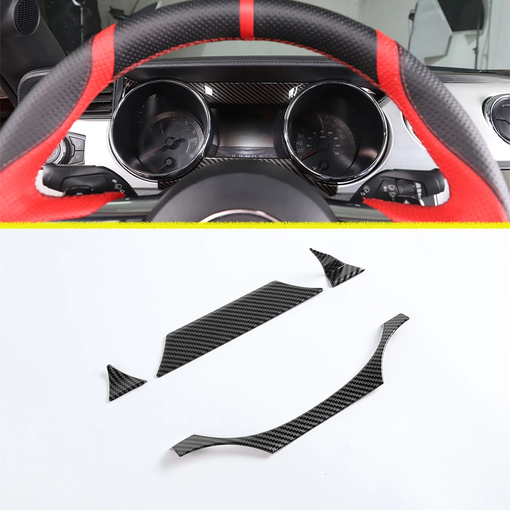 

Interior Dashboard Panel Decoration Cover Trim Sticker for Ford Mustang 2015 2016 2017 2018 Accessories Carbon Fiber Look