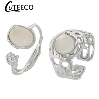 elegant irregular exaggerated flower premium opal adjustable rings for women fine party jewelry