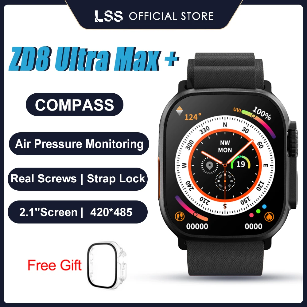 

ZD8 Ultra Max + Smart Watch Men 2.2" Screen Series 8 49mm Case Bluetooth Call NFC ECG IP68 Waterproof Sport Tracket Smartwatch