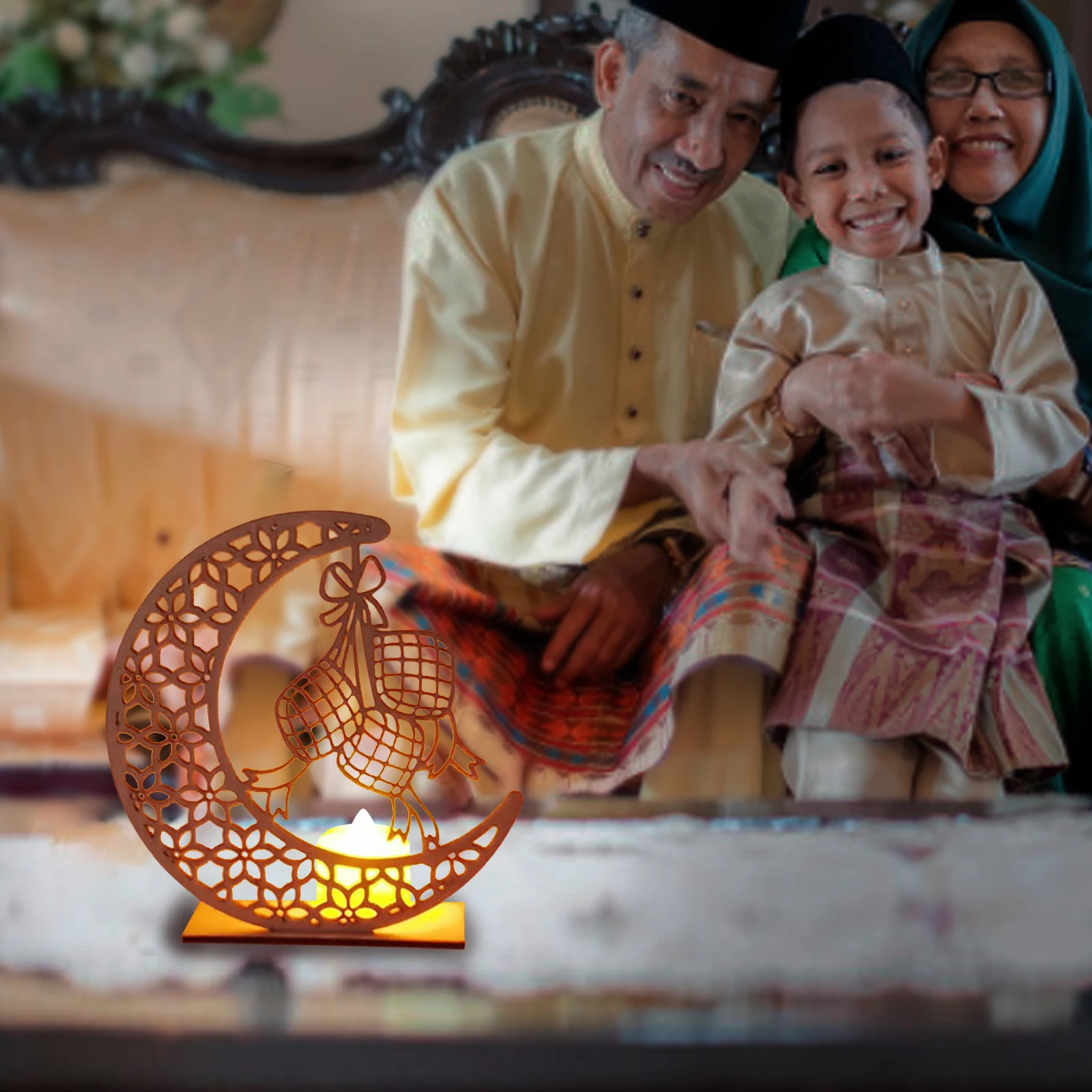 

Eid Crafts ночсветильник Рамадан Mubarak лампа декорации 3D Ручная работа деревянный лунный Star Светодиодная лампа s Декор Eid украшения подарок