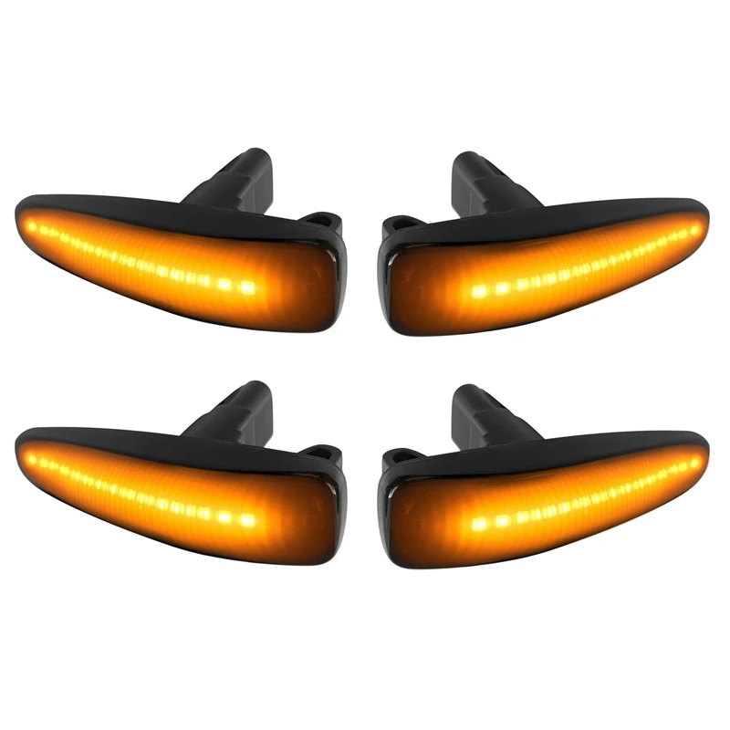 

2X Smoked Lens Amber Full LED Dynamic Front Side Marker Lights For Mitsubishi Lancer Evo X Mirage Outlander Sport 11-20