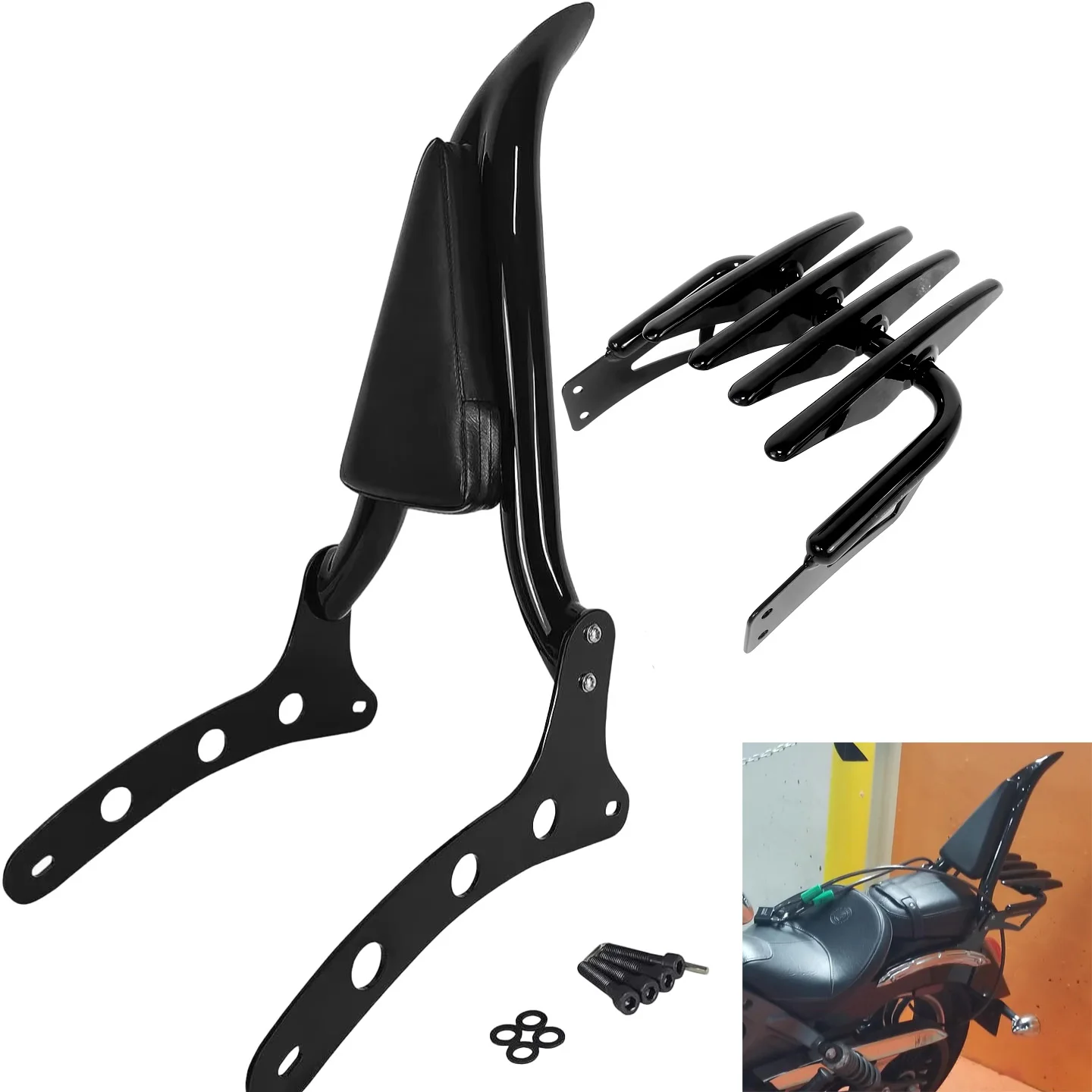 Фото Для Indian Scout 2015-2024 Scout Sixty 2016-2023 аксессуары для мотоциклов пассажирская спинка Sissy Bar с багажником №1