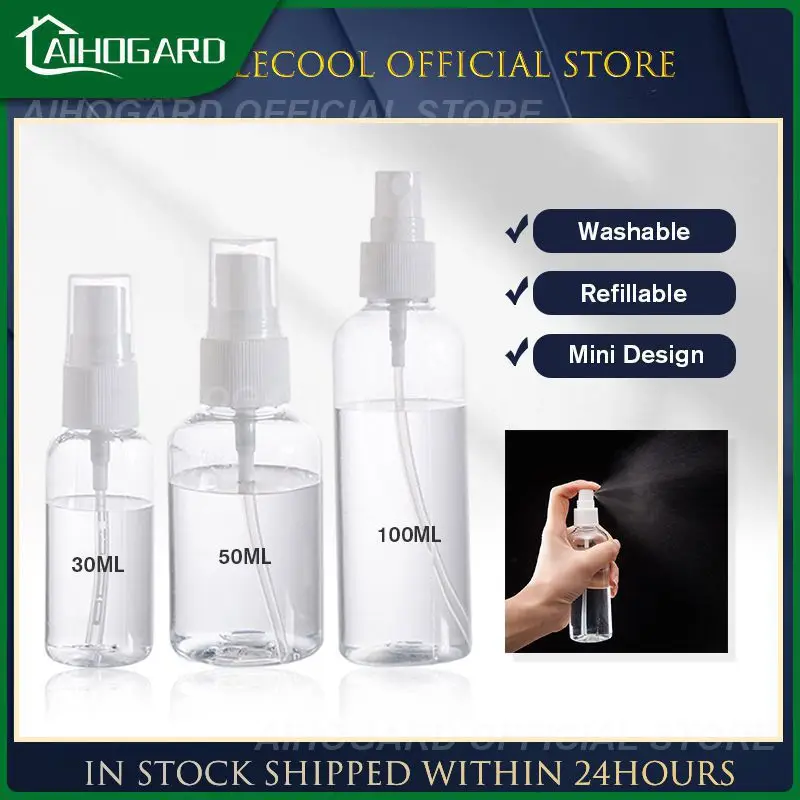 

30/50/100ml Refillable Empty Bottles Travel Transparent Plastic /Alcohol Atomizer Mini Cosmetic Containers Spray Bottles