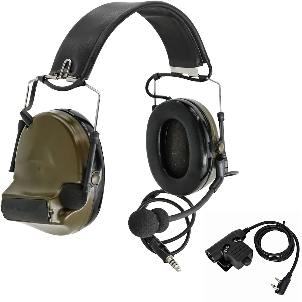 TCIHEADSET Tactical Electronic Airsoft Headset Comtac II Noise Reduction Pickup Hearing Protection Tactical Headset & U94 PTT