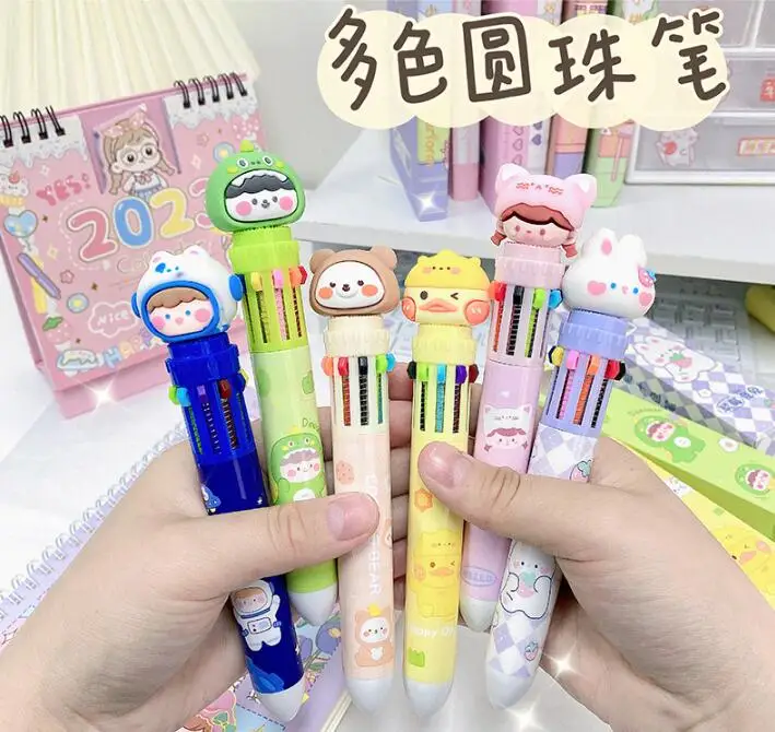 

24 шт./партия, шариковые ручки 0,5 мм, 10 цветов