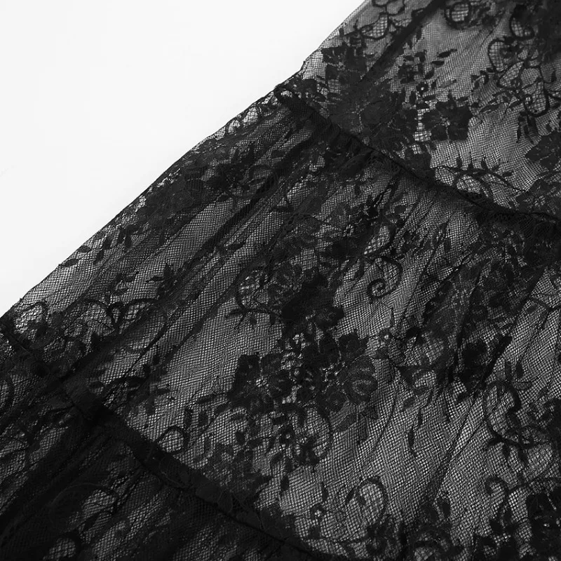 Женская длинная юбка с высокой талией однотонная кружевная юбка-макси широкой