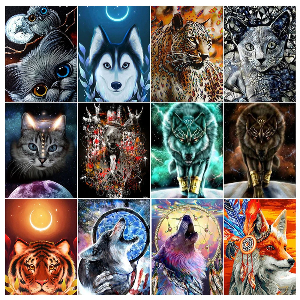 

Алмазная 5D картина «сделай сам», вышивка с изображением животных, кота, леопарда, волка, тигра, мозаика, полный набор для вышивки крестиком, домашний декор, подарок