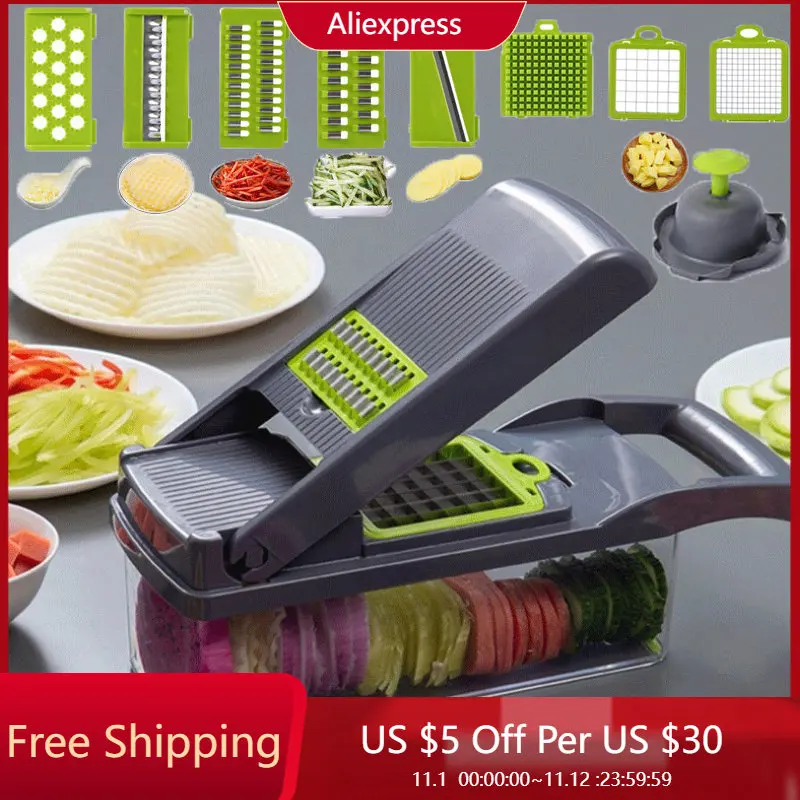 

Multifunctional Vegetable Cutter Fruit Slicer Potato Carrot Grater Kitchen Accessories 8 in 1 Gadgets Kitchen Tool овощерезка