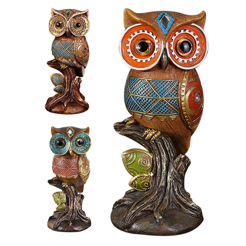 

American Pastoral Vintage Resin Owl Decor Statue Home Decoration Sculpture Cute Animal Crafts Ornaments Figurines