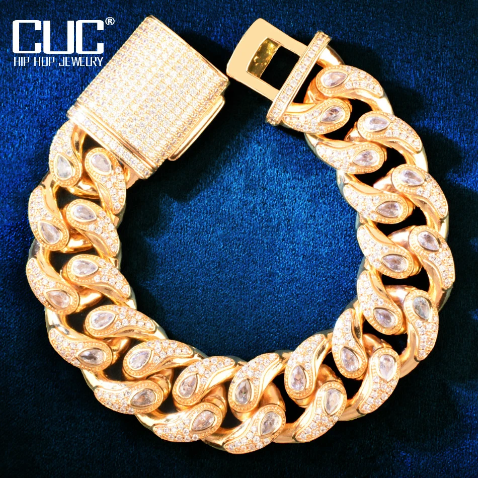 

Браслет-цепочка мужской с квадратными кластерами, Ювелирное Украшение в стиле хип-хоп с финишной отделкой из циркония, цвет медь, золото, ро...